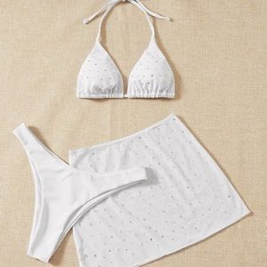 3 peice diamond detailed swim suit